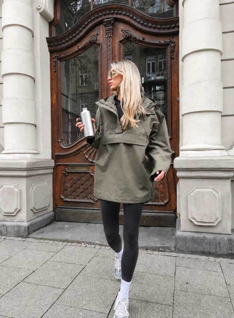 Khaki Waterproof Oversized Anorak
