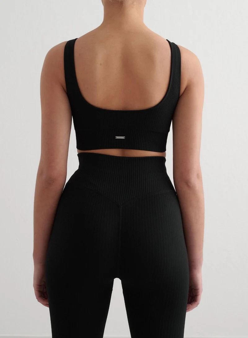 Black Ribbed Seamless Bra