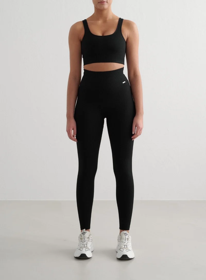 Black Ribbed Seamless Bra