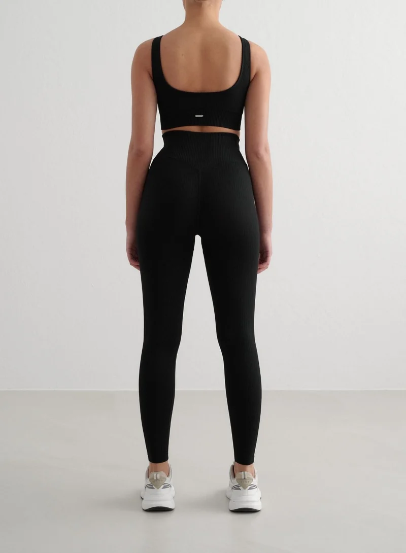Black Ribbed Seamless Bra