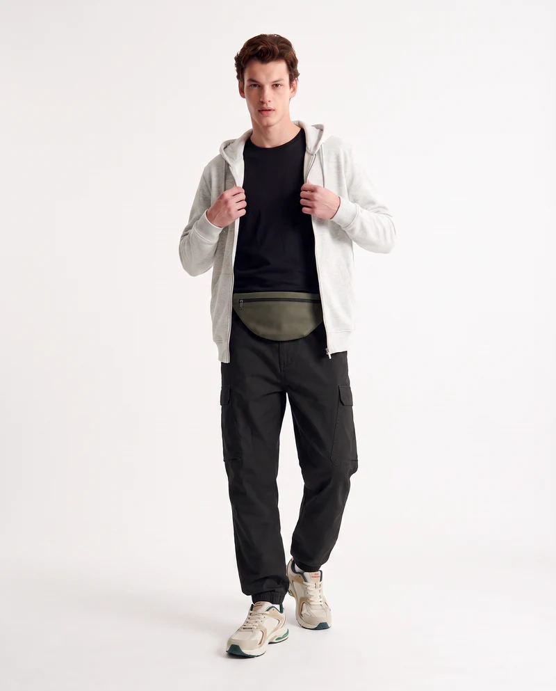 Pantaloni Cargo Fit con Vita Regolabile - Nero