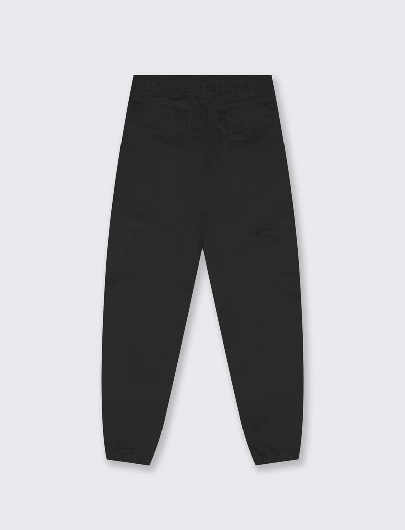 Pantaloni Cargo Fit con Vita Regolabile - Nero