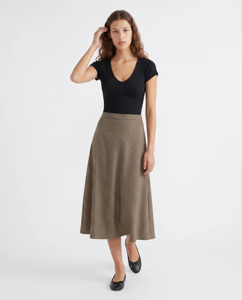 Gonna longuette svasata con zip laterale - var 1