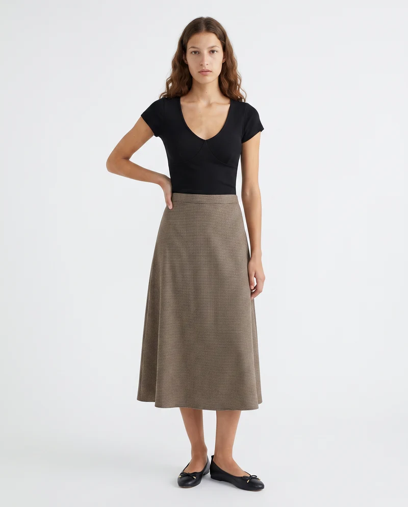 Gonna longuette svasata con zip laterale - var 1