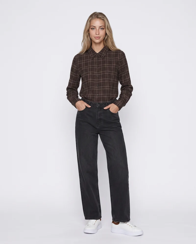 Camicia a quadri manica lunga slim - var 1