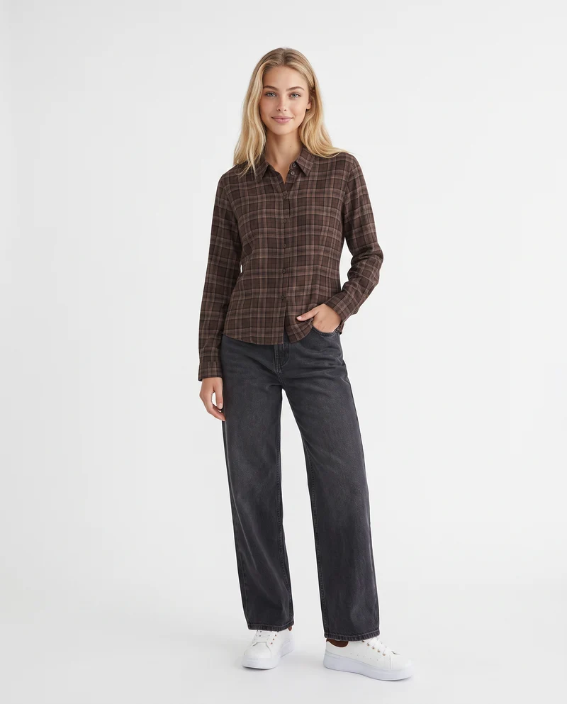 Camicia a quadri manica lunga slim - var 1