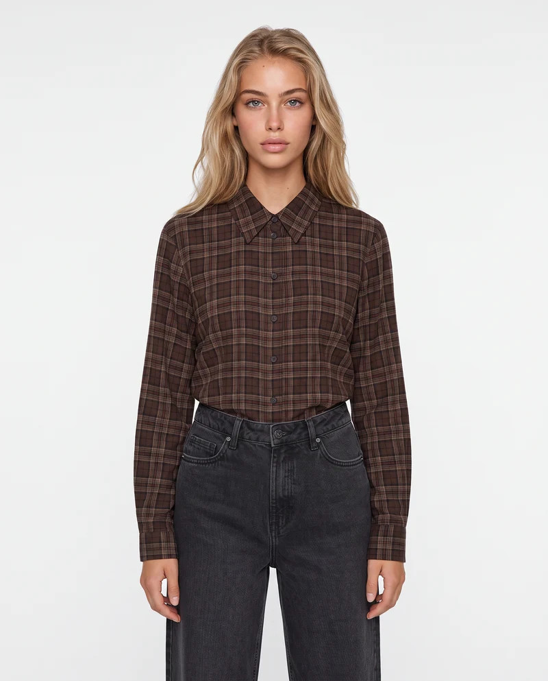 Camicia a quadri manica lunga slim - var 1