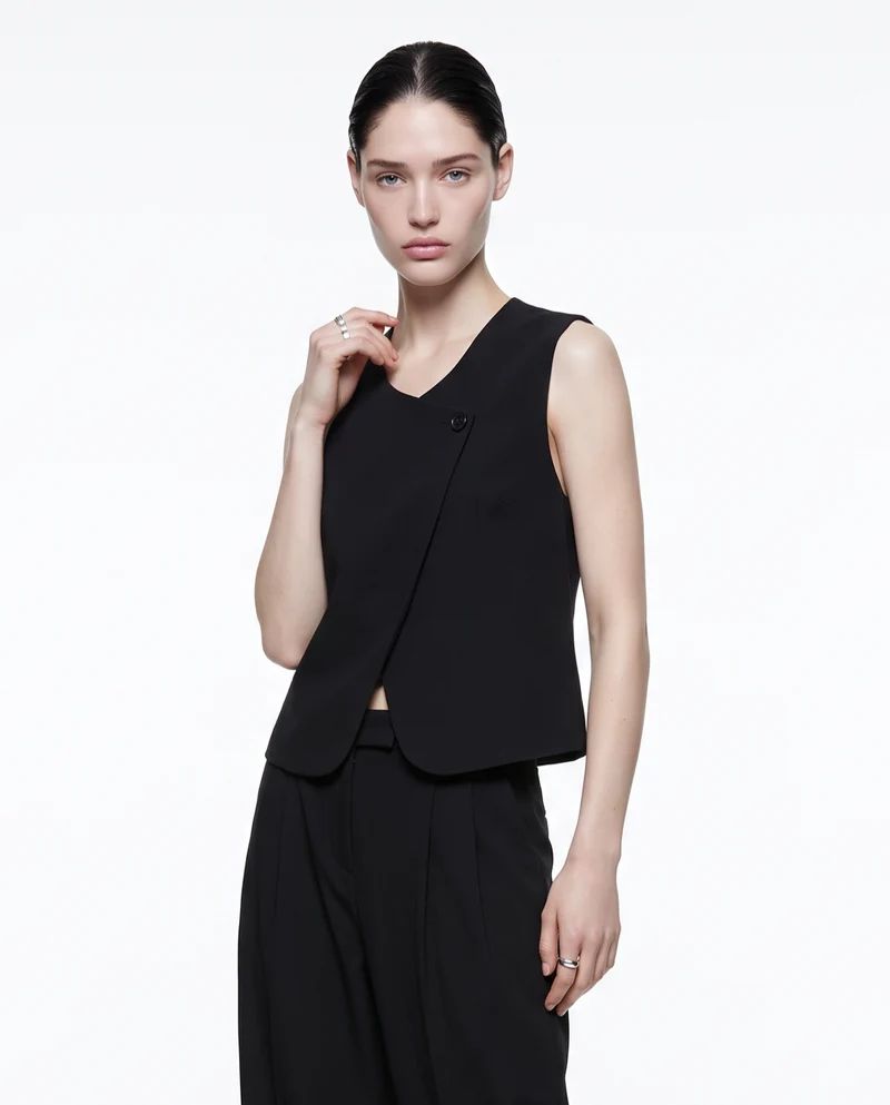 Gilet corto foderato elegante e versatile - Nero