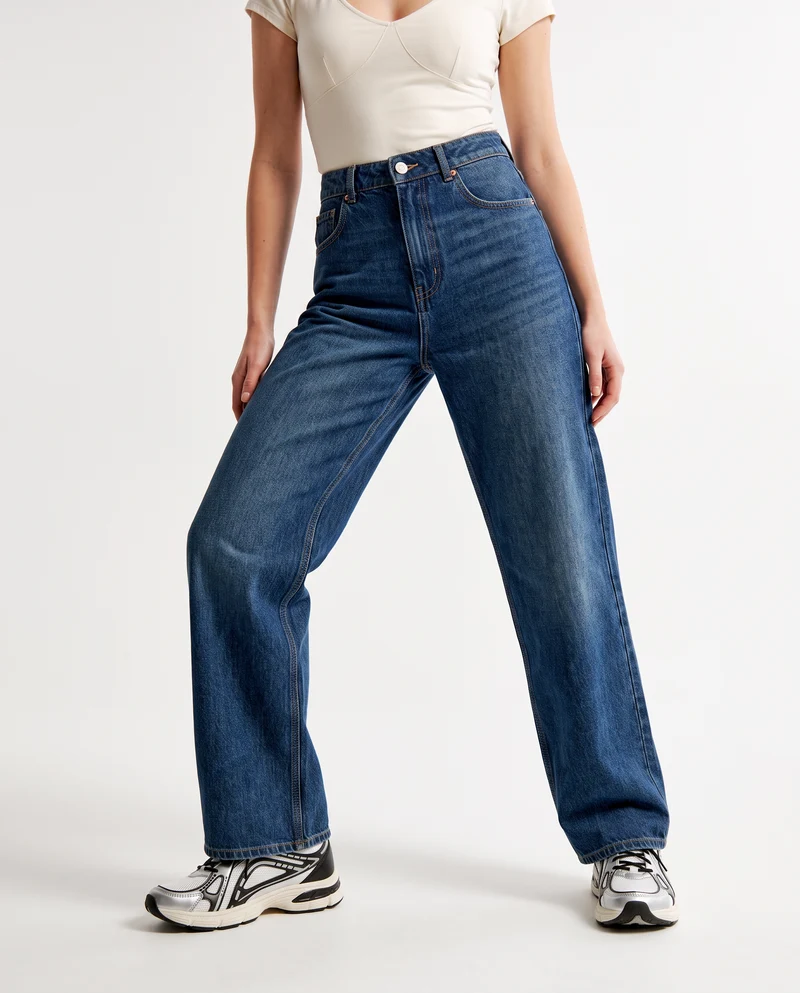 Jeans tapered a vita alta cinque tasche - Denim