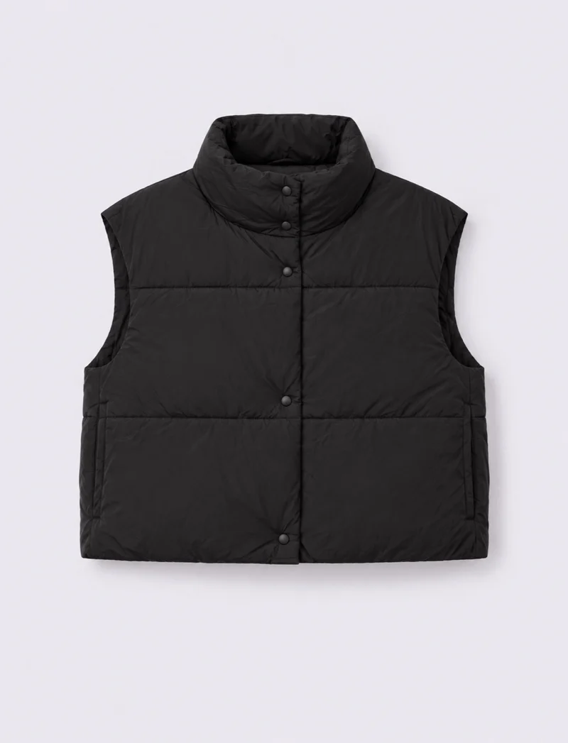 Giubbotto bomber smanicato imbottito - Nero