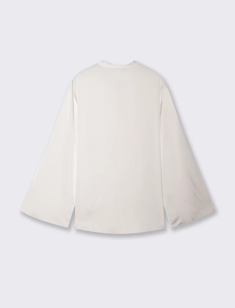 Casacca collo coreano con scollo a goccia - Avorio