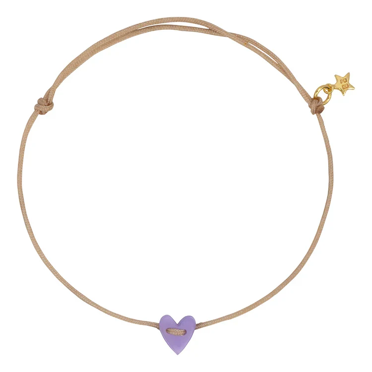 B2455 Heart Rope Bracelet - Gold Plated Lilac