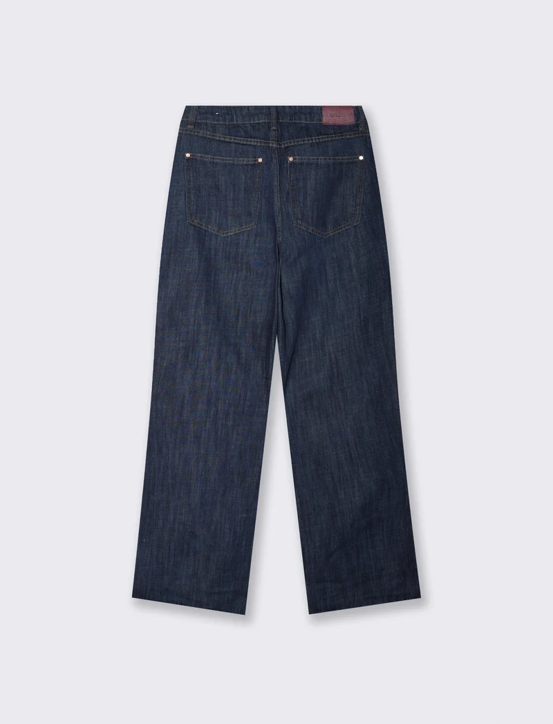 Jeans wide leg high waist 5 tasche - DENIM SCURO