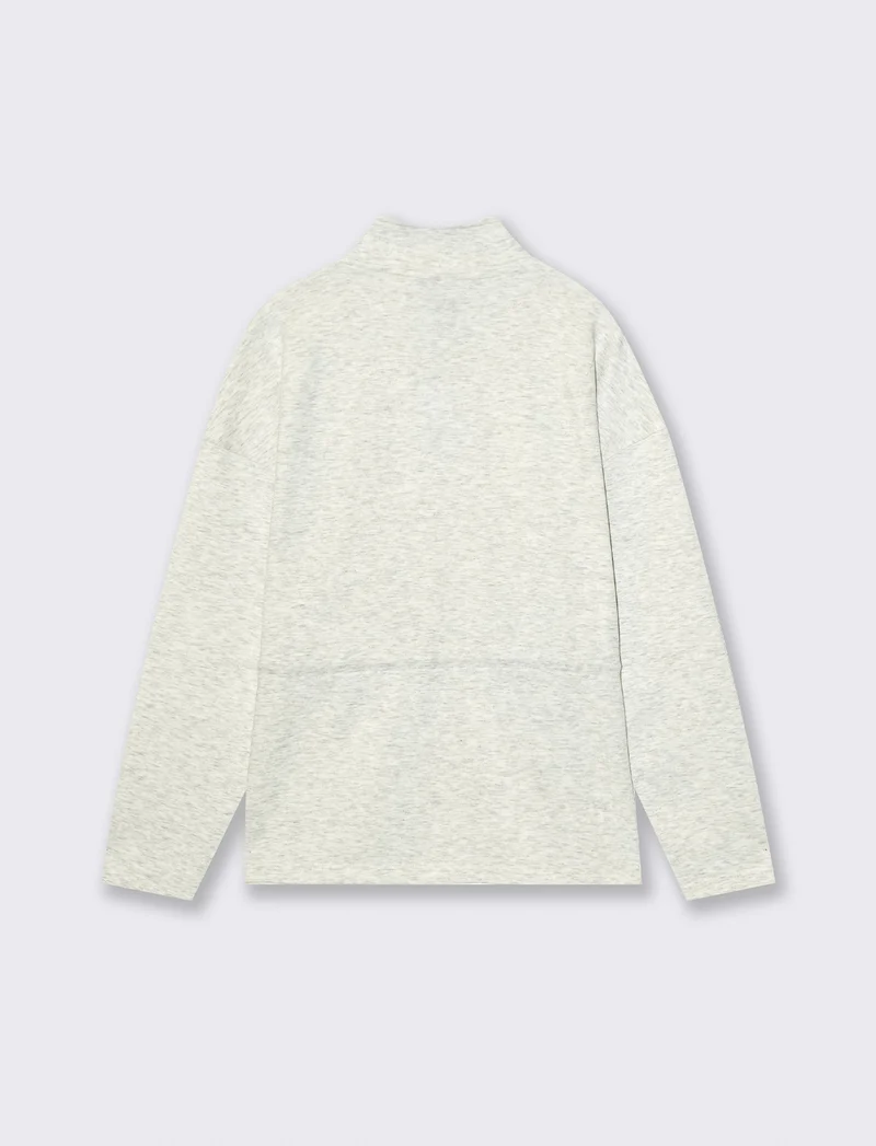 Felpa collo alto con coulisse e zip - Grigio mel.
