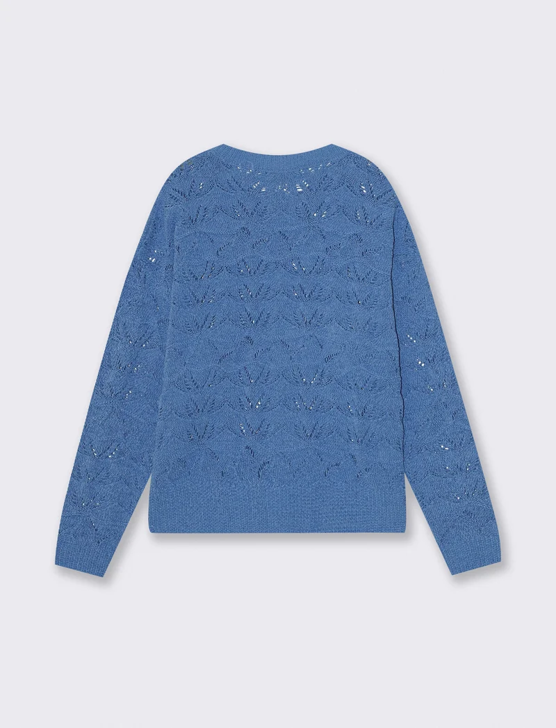 Pullover girocollo in ciniglia opaca - Celeste