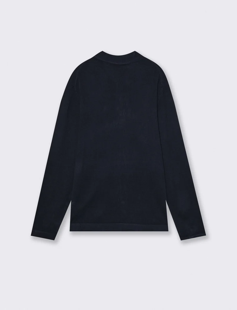 Maglia Polo in Misto Viscosa con Colletto - Blu