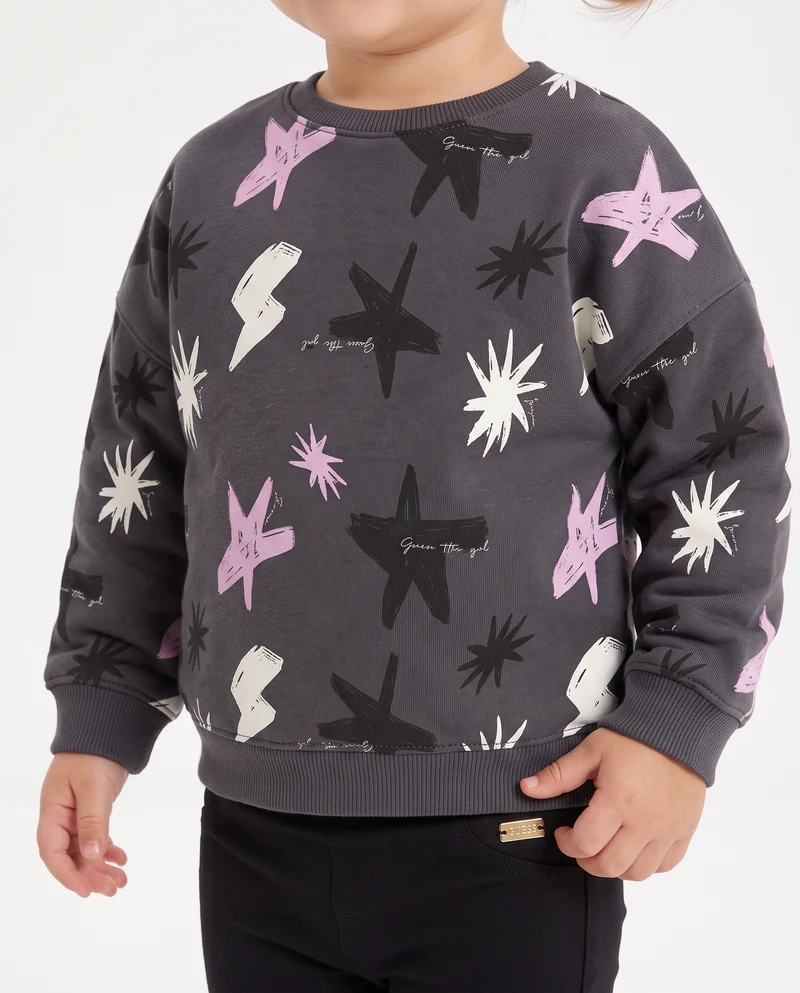 Felpa girocollo casual con stampe uniche - Grigio piombo
