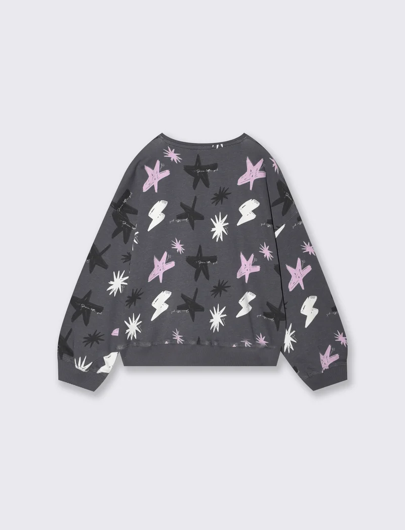 Felpa girocollo casual con stampe uniche - Grigio piombo