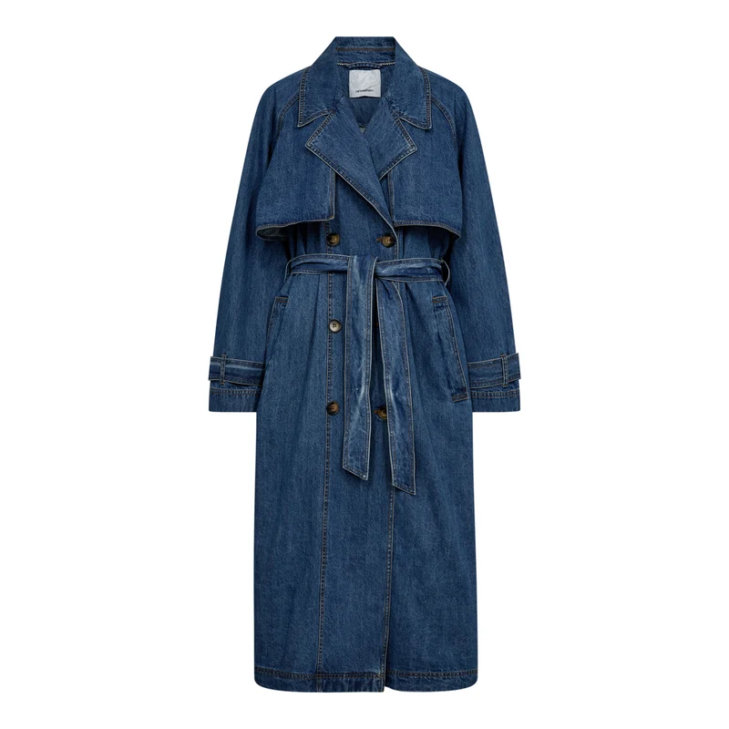 DelinaCC Denim Trench Coat - Dark Denim
