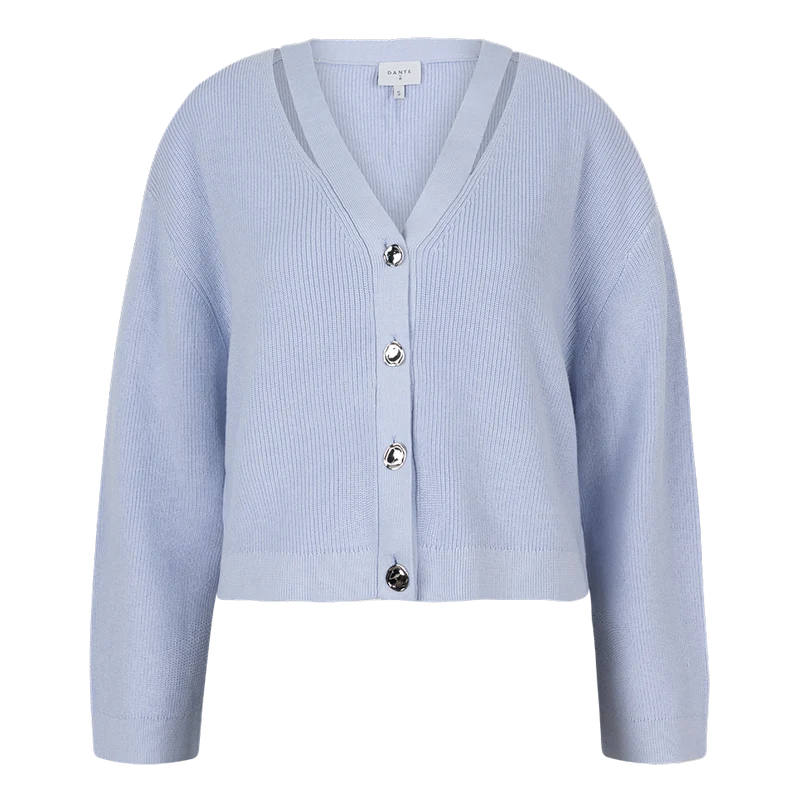 Jeny rib knit cardigan - Crystal Blue