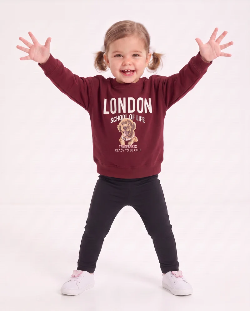 Felpa girocollo casual con stampe uniche - Bordeaux