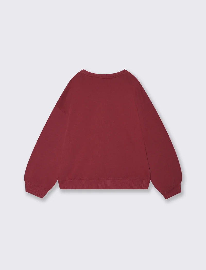 Felpa girocollo casual con stampe uniche - Bordeaux