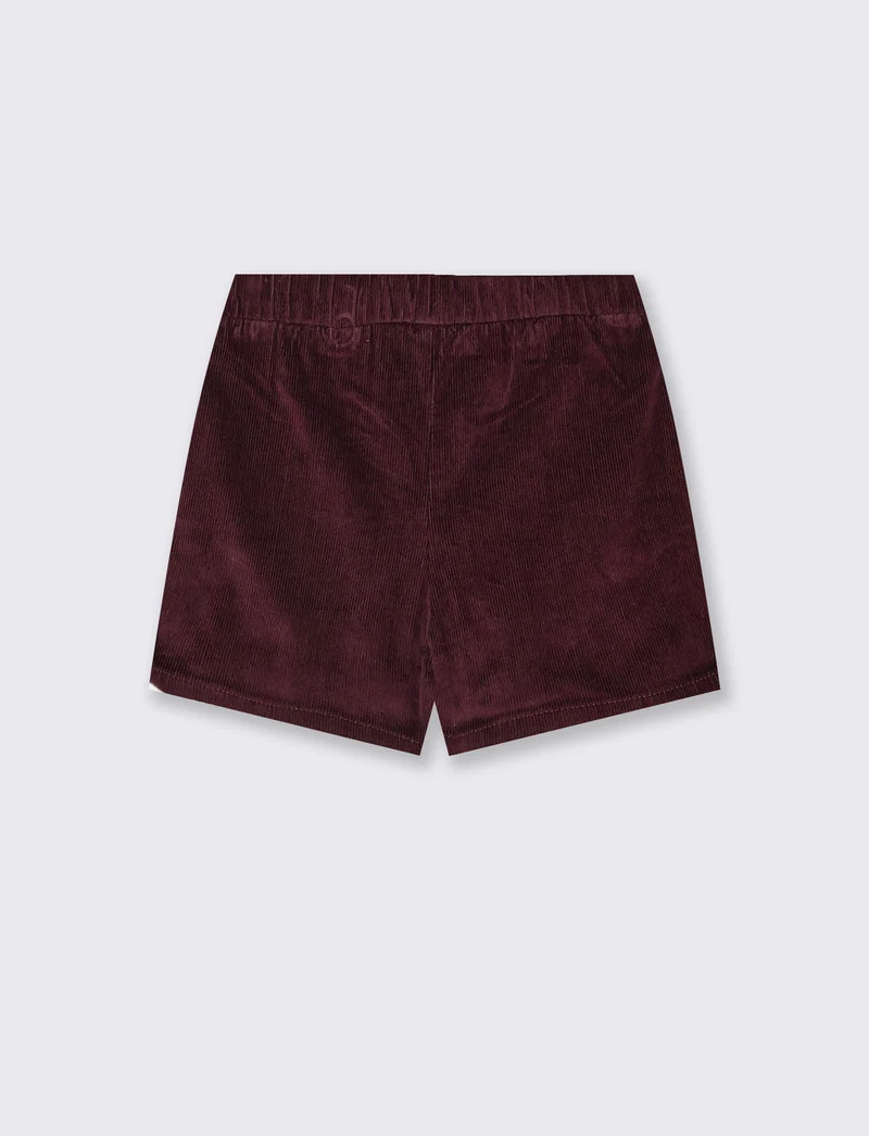 Short in velluto elastico con tasche e pieghe - Bordeaux