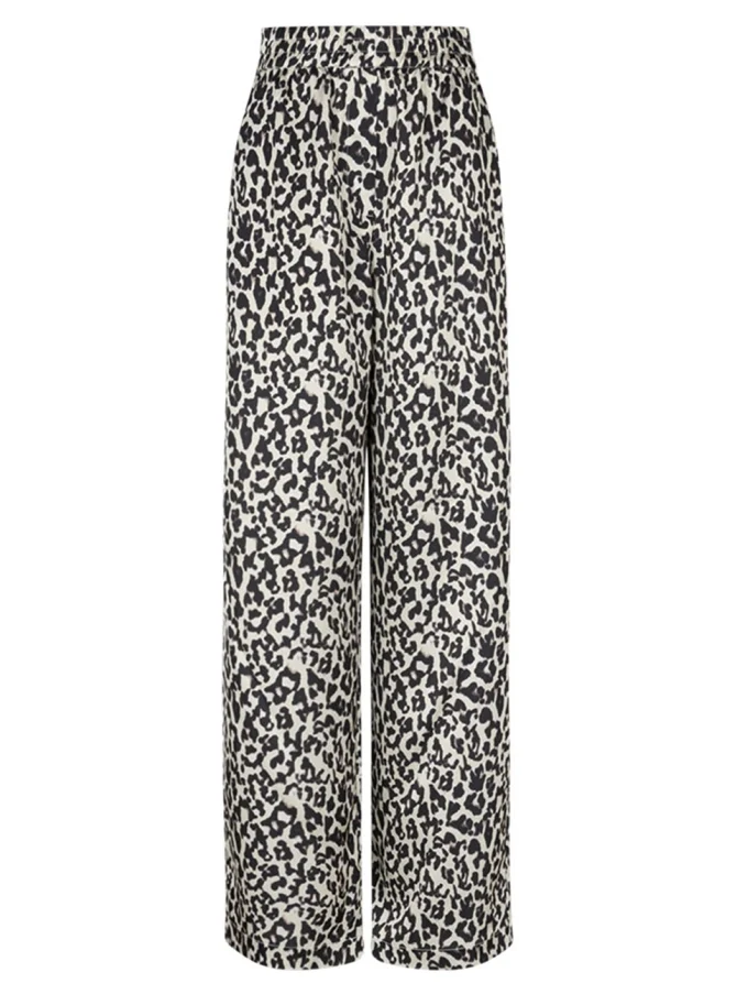 Teo leopard printed wide leg pants - Multicolour