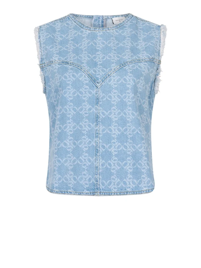 Laia monogram jeans top - Skywash blue