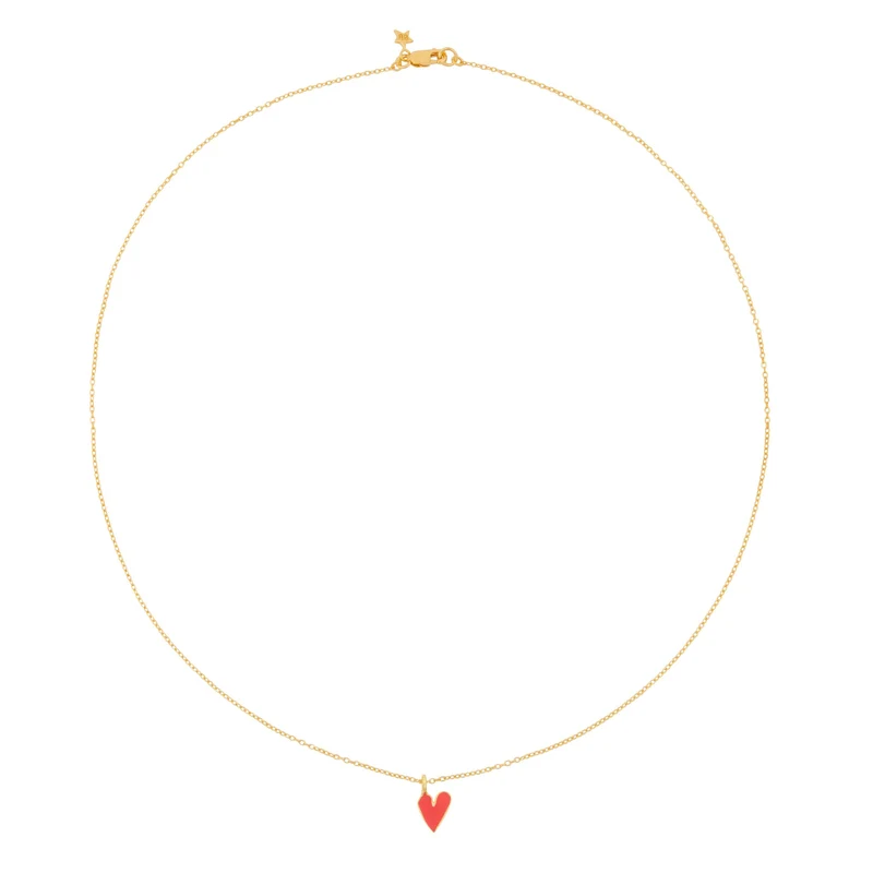 N2510 Medium Heart Necklace - Gold Plated Neon Pink