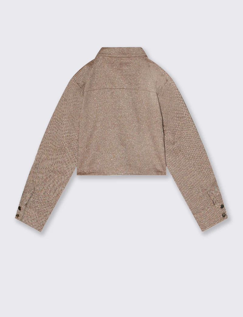 Camicia spigata con filo metallizzato - Beige