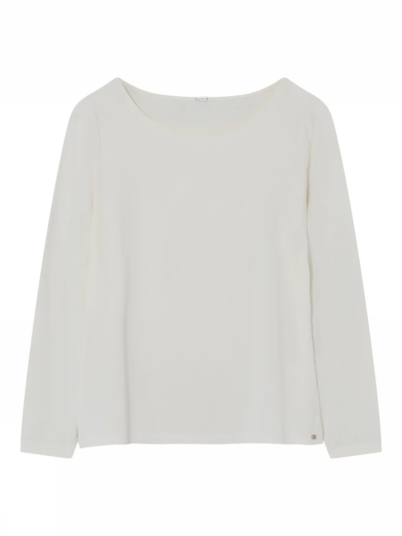 Jill, L/S slim t-shirt - 1010 Off White