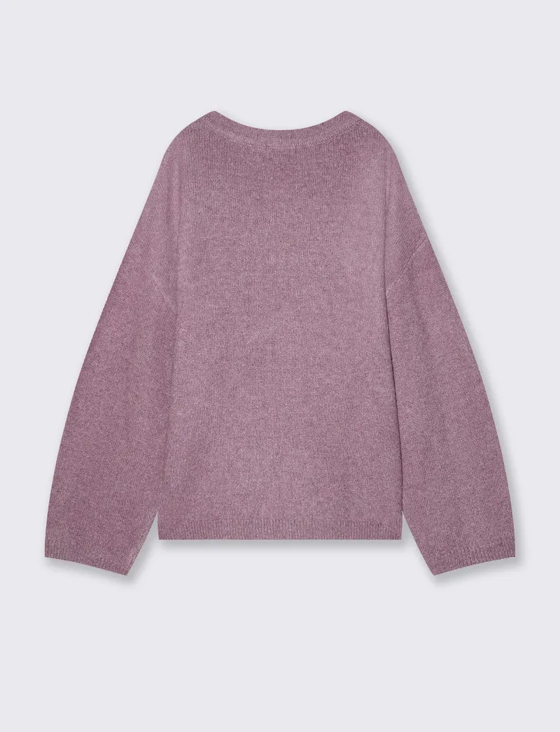 Pullover con scollo e dettaglio gioiello - Viola malva