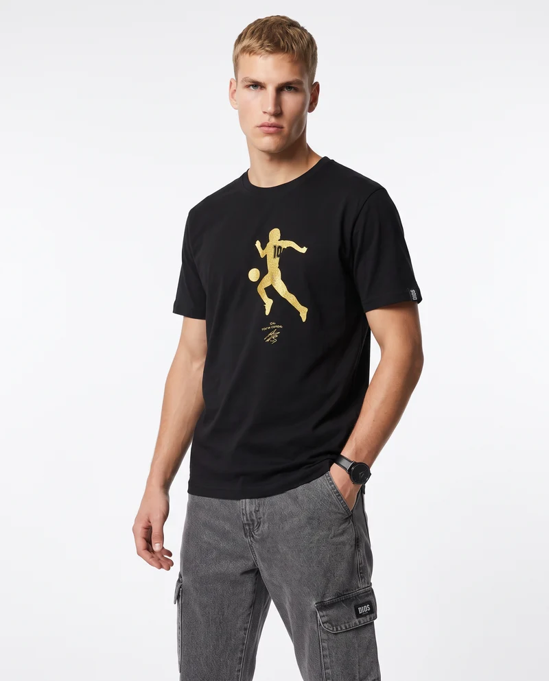 T-Shirt Jersey Premium D10S Stampa Frontale - Nero