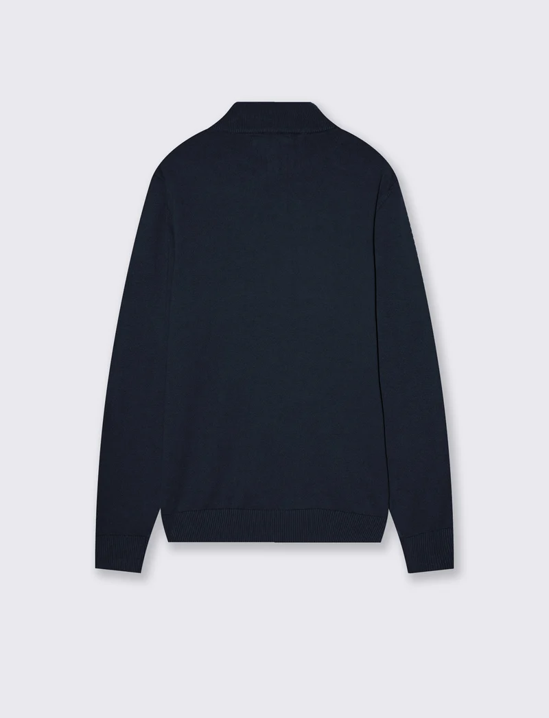 Maglia Cardigan Lupetto Jacquard Uomo - Blu