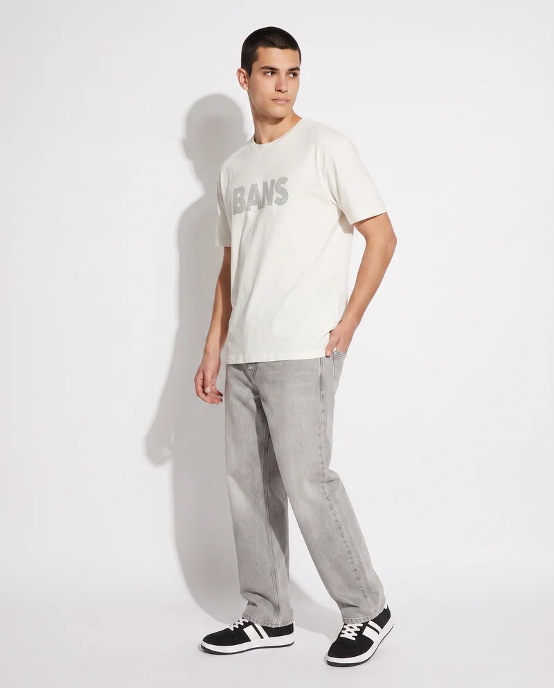 T-shirt cotone elasticizzato con stampa 3D - Bianco
