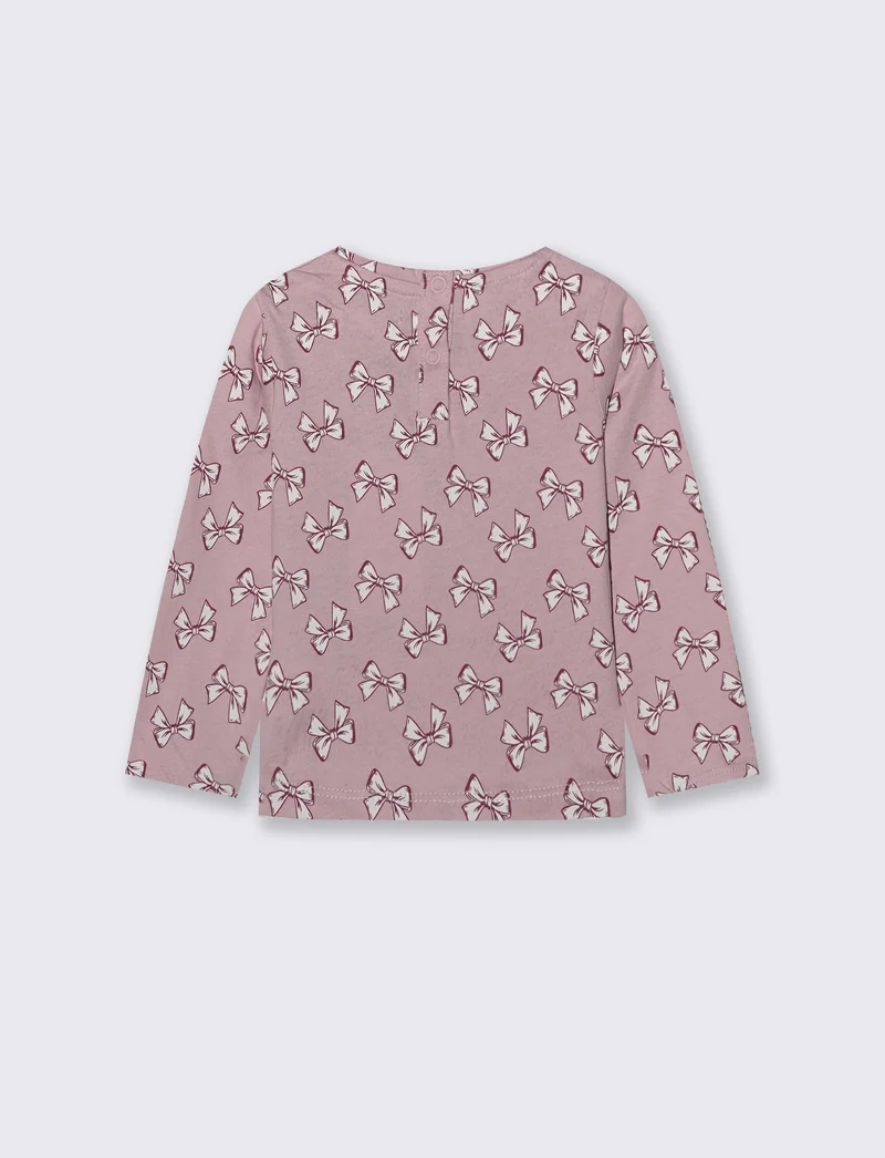 T-shirt con stampa all-over in cotone - Rosa polvere