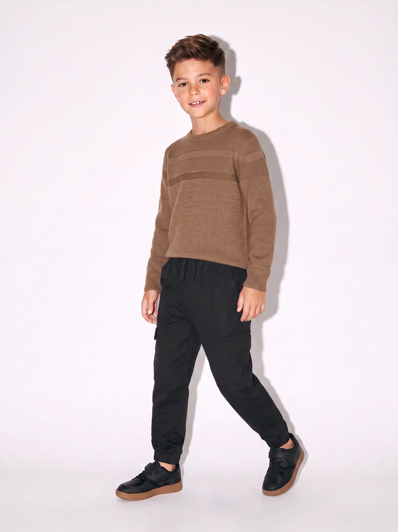 Pantaloni cargo in twill per il tempo libero - Nero