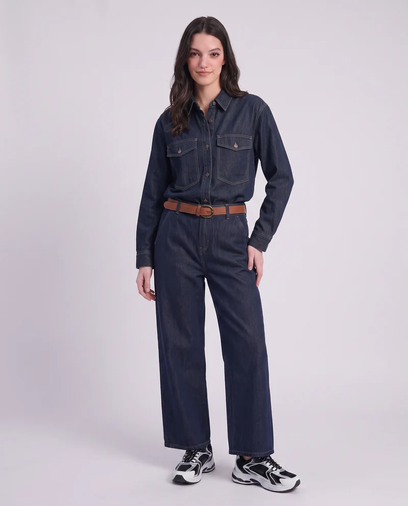 Camicia in denim con alette sulle spalle - Denim