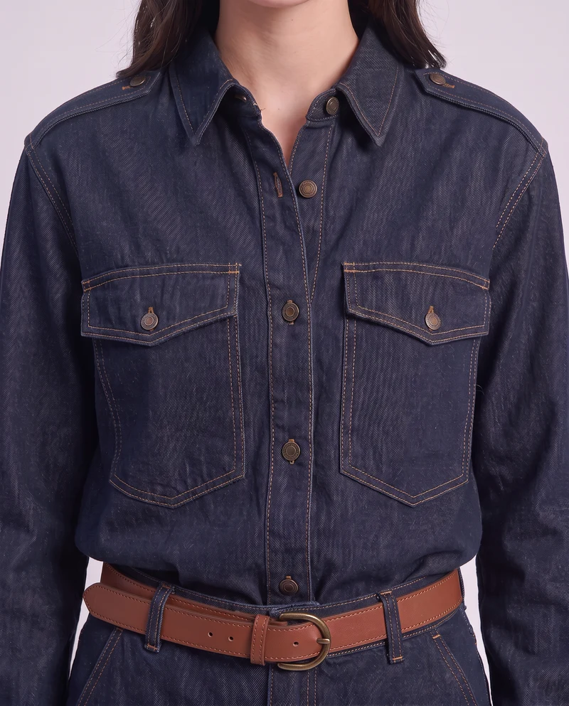 Camicia in denim con alette sulle spalle - Denim