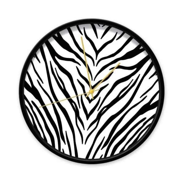 Klok zebra zwart/goud 30cm