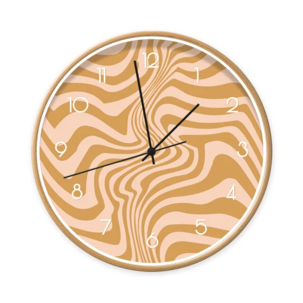 Klok swirl caramel hout/zwart 30cm