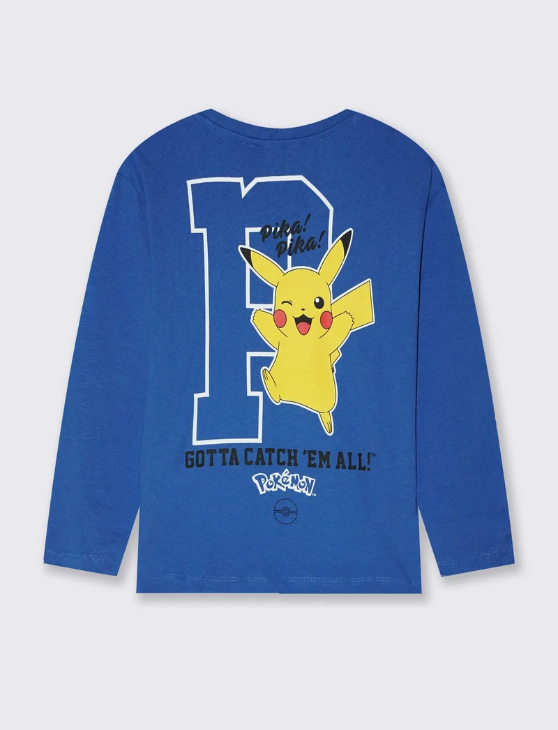 T-shirt maniche lunghe Pokémon in cotone - Blu cobalto