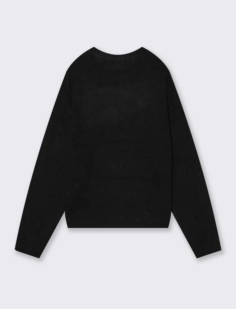 Pullover girocollo con applicazioni - Nero