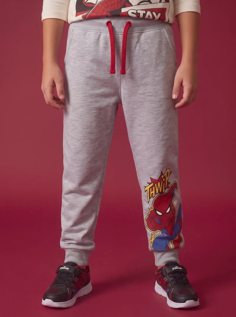 Jogger Spider-Man in cotone con elastico - Grigio mel.