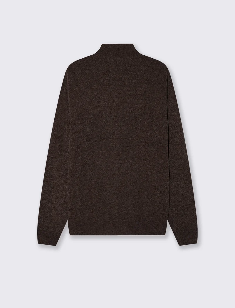 Maglia Cardigan Basic in Ciniglia Regular Fit - Moro
