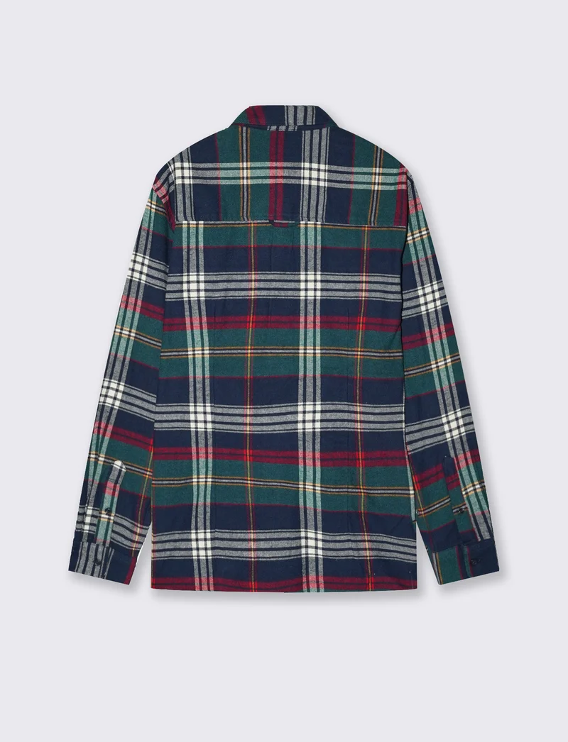 Camicia a quadri in flanella regular fit - Blu