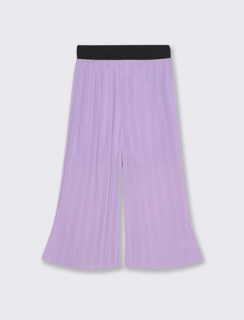 Pantaloni leggeri plissè con elastico - Lilla