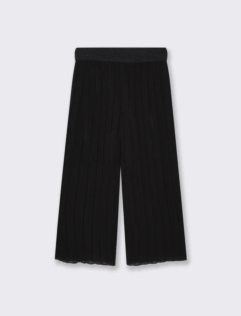 Pantaloni leggeri plissè con elastico - Nero