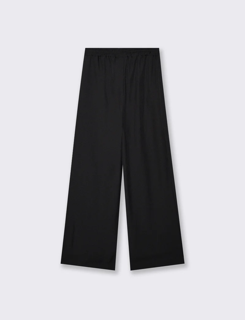 Pantalone Dritto con Elastico e Coulisse - Nero